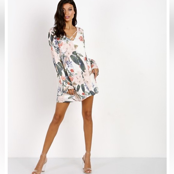 Show Me Your MuMu Dresses & Skirts - Show Me Your MuMu Floral Mini Dress - Pink and Green